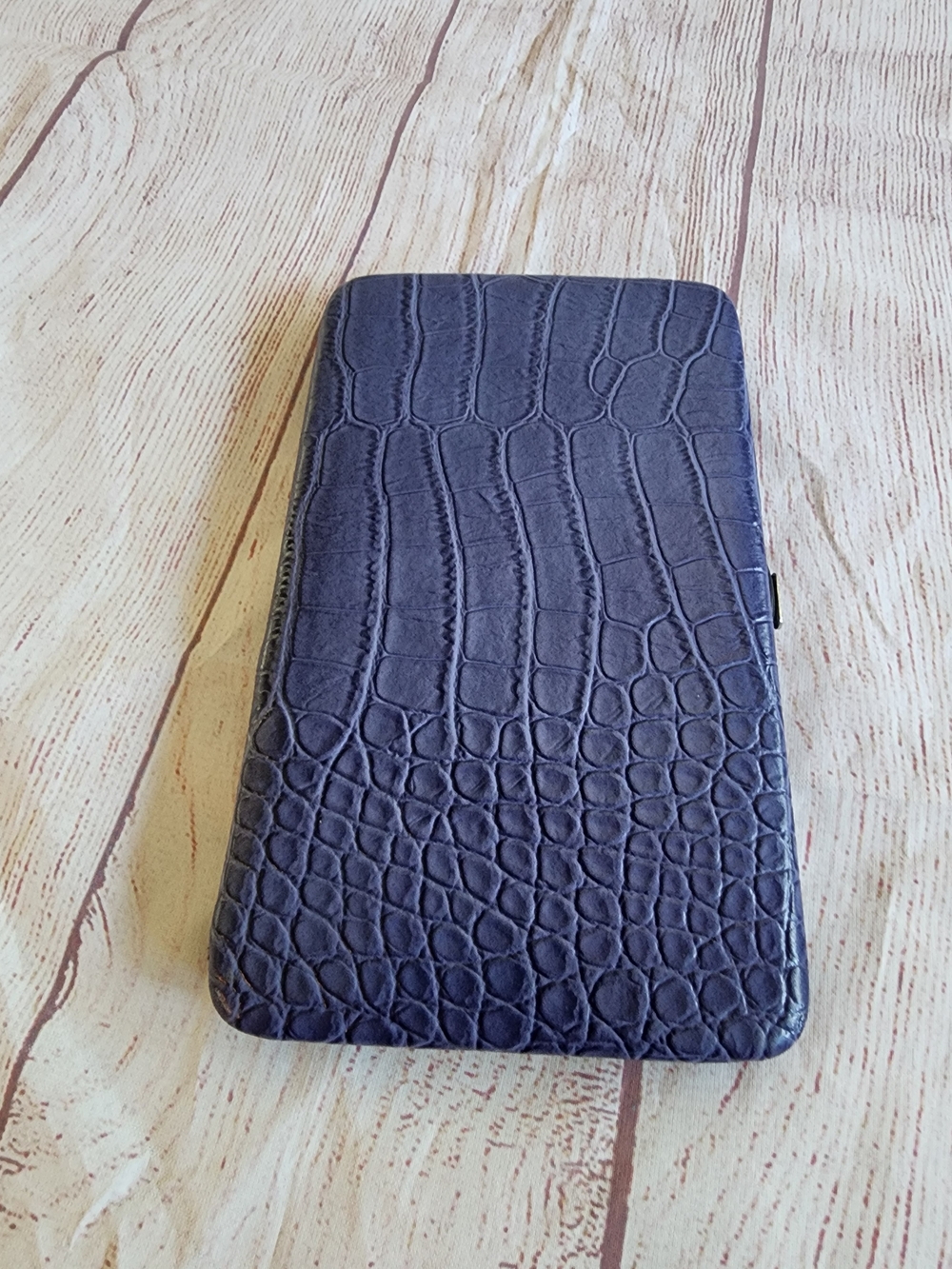 Slim Faux Croc Flip Wallet - Purple